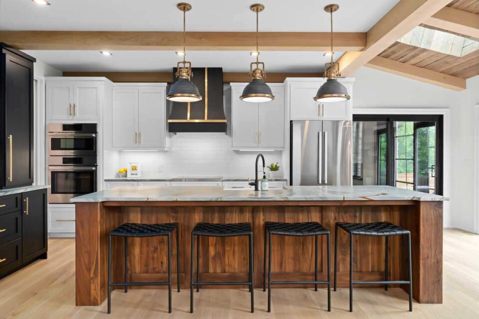 modern kitchen with wood finished